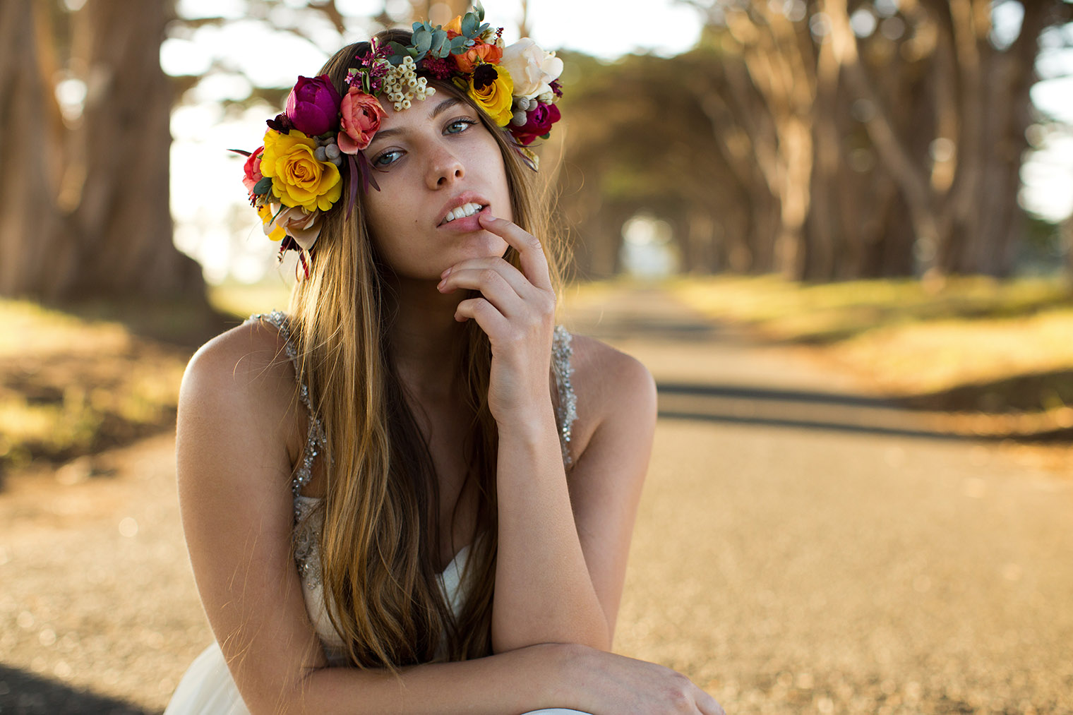 floral crown bridal session