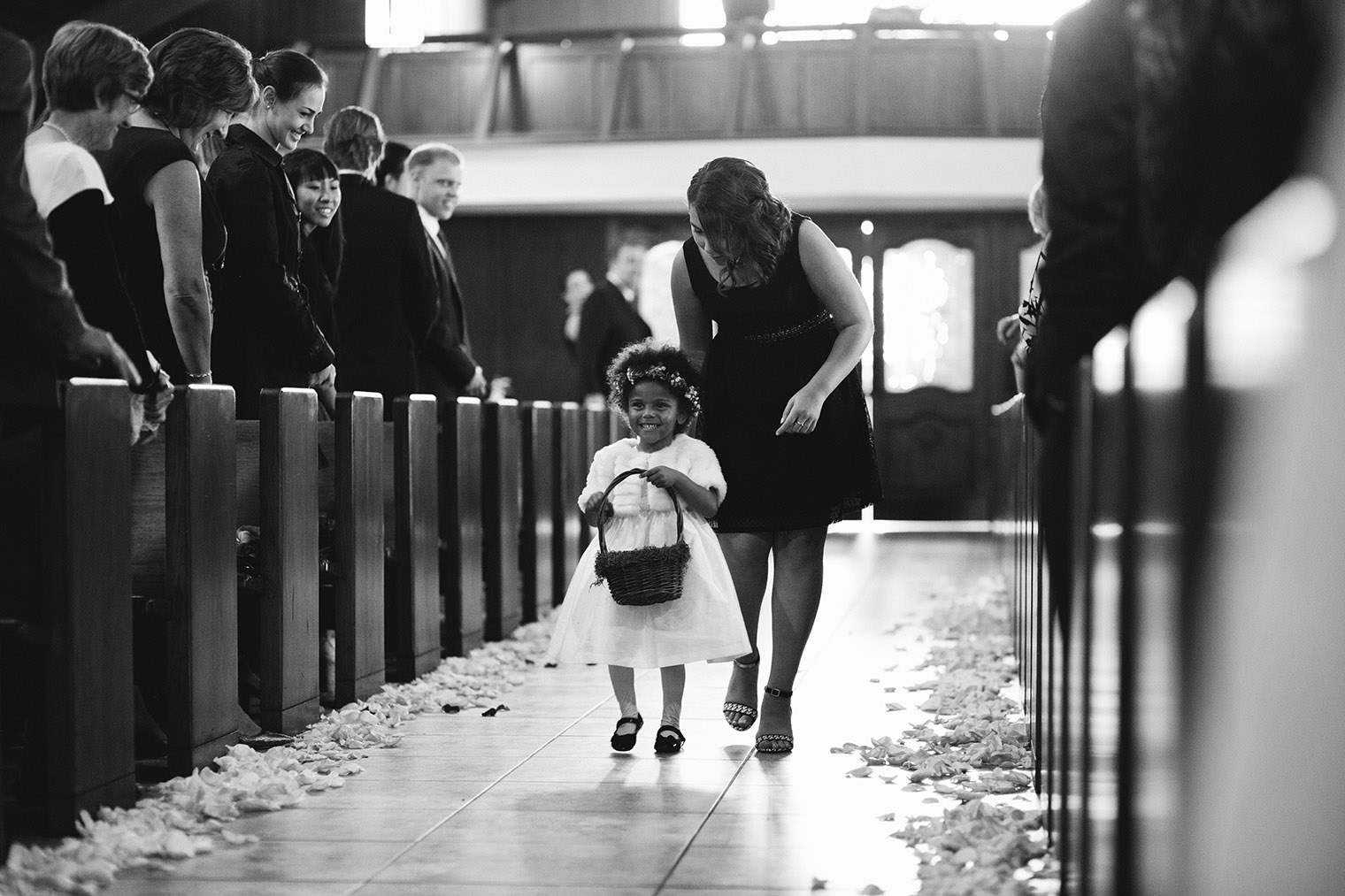 flower girl at catholic church in calistoga