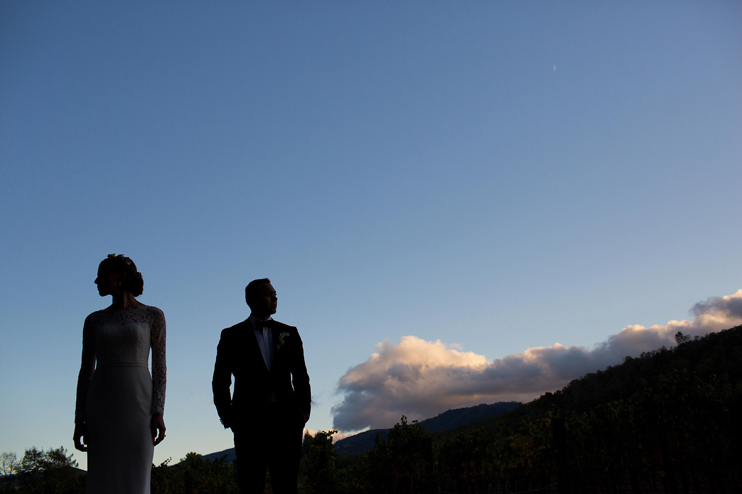 sunset at charles krug winery