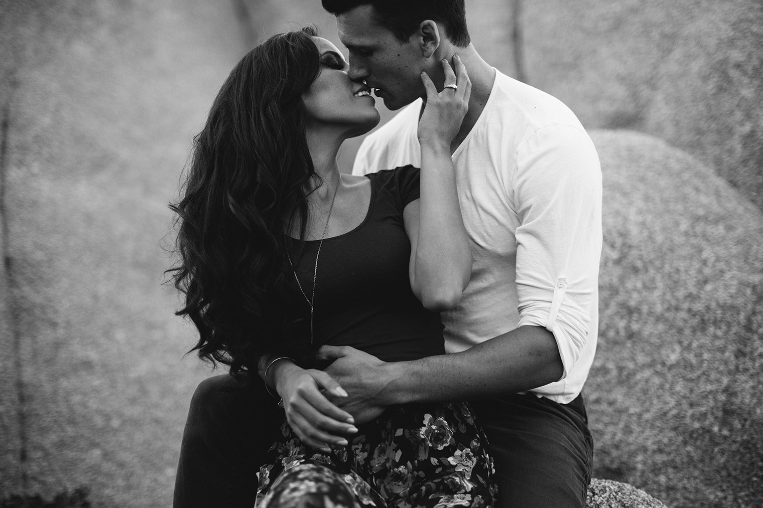 joshua tree engagement session bw_48