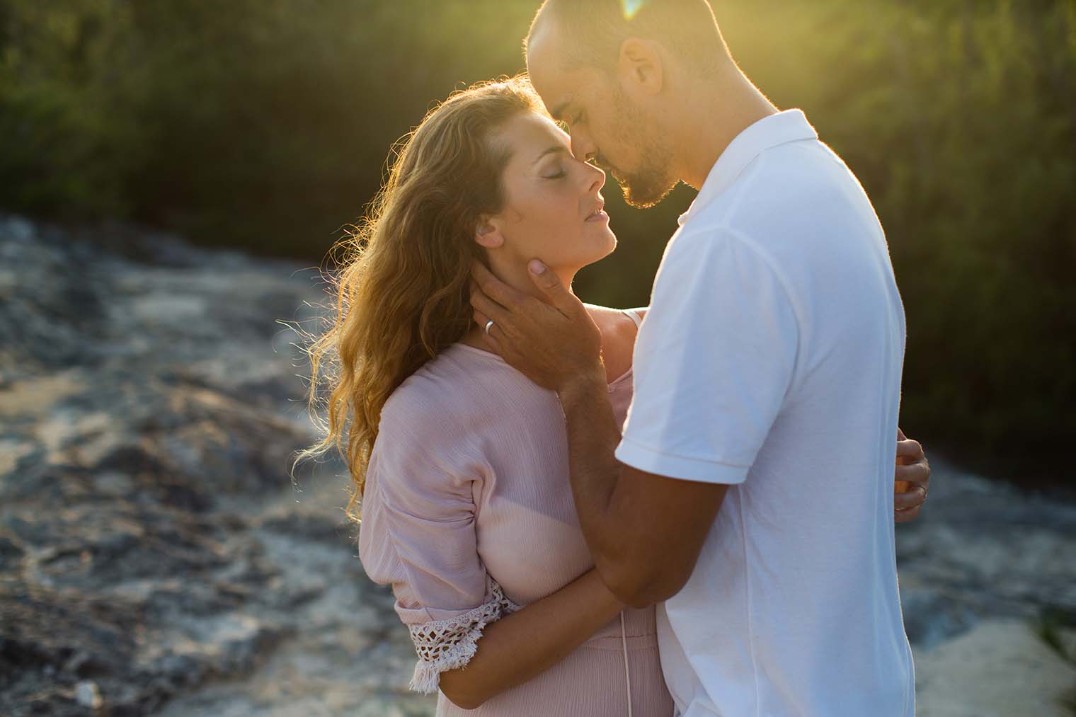 Sunset engagement session at Maha'ulepu Trailhead