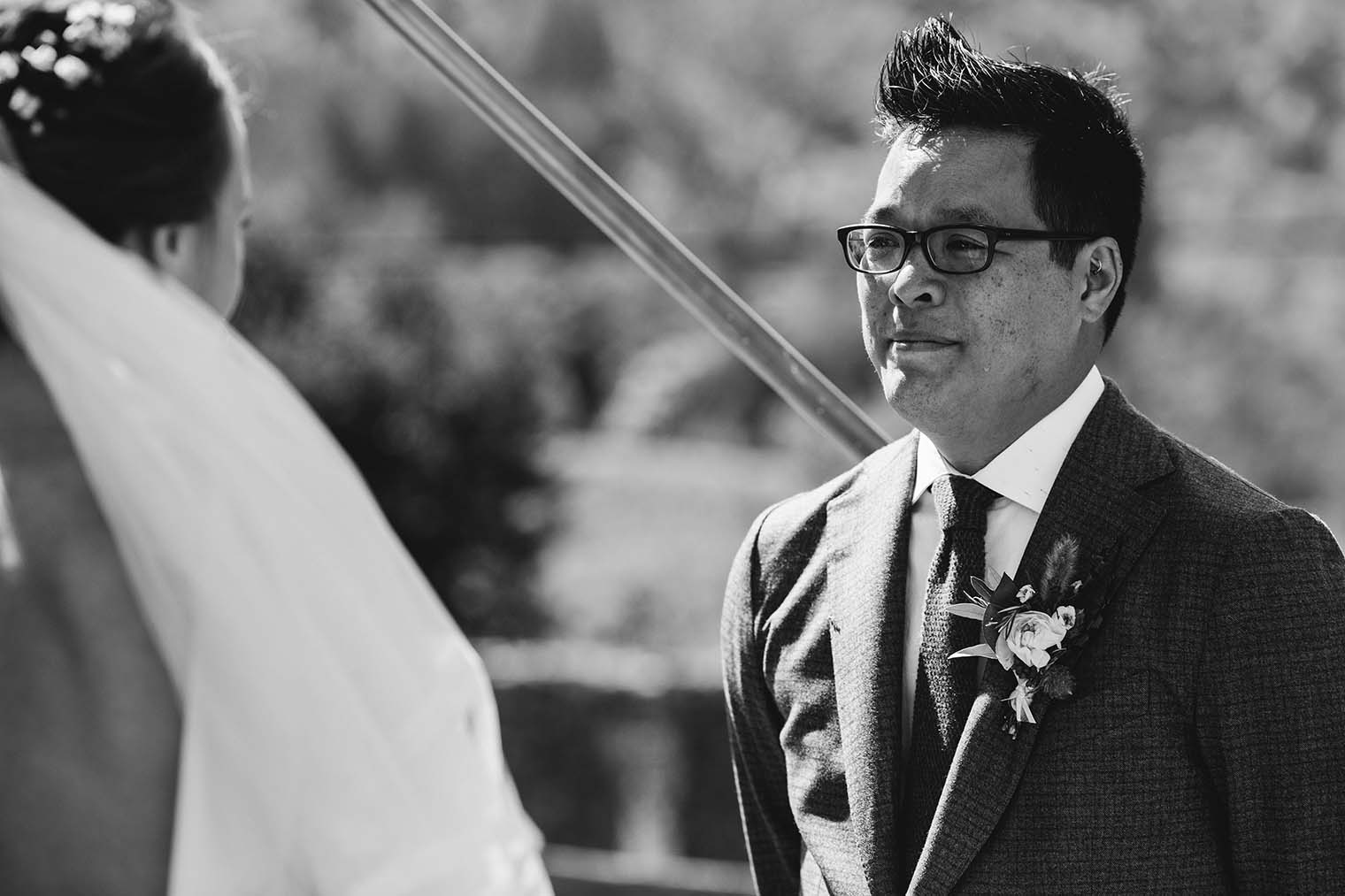 groom at jack london state historic park wedding ceremony