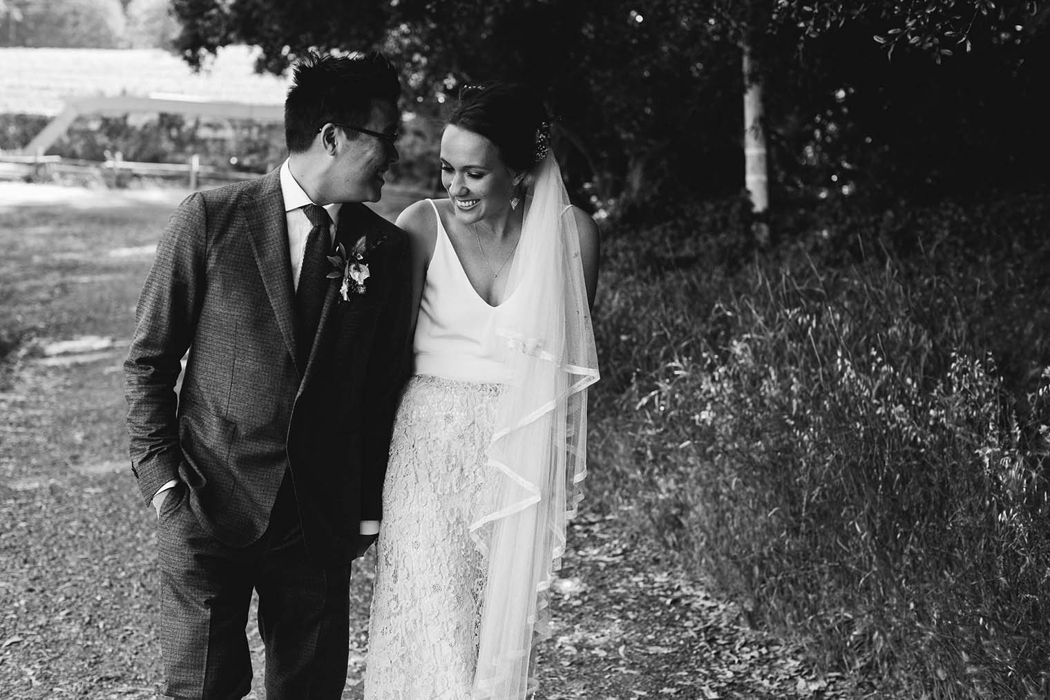 bride and groom at jack london state historic park 