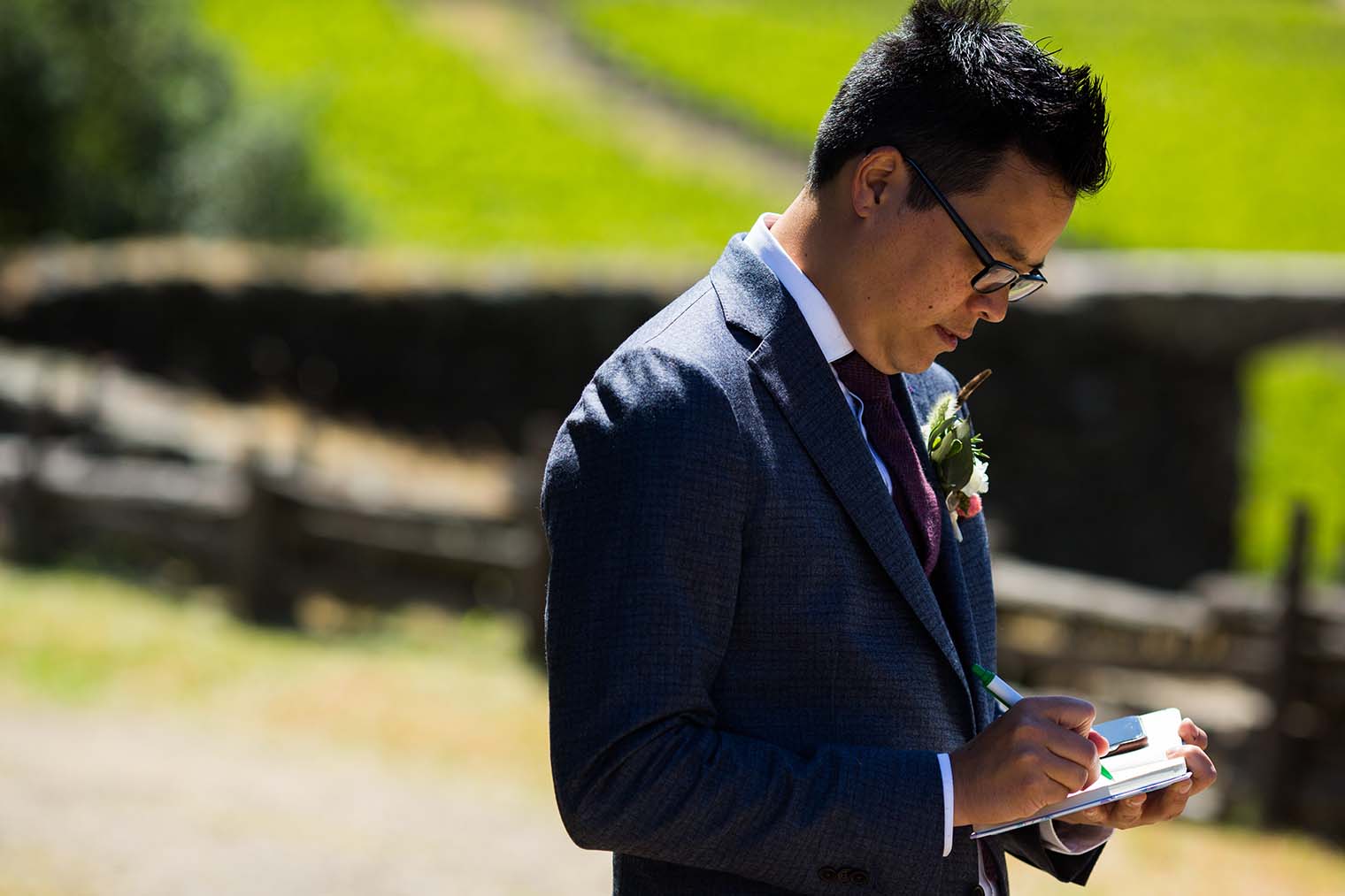 groom at wedding ceremony in sonoma