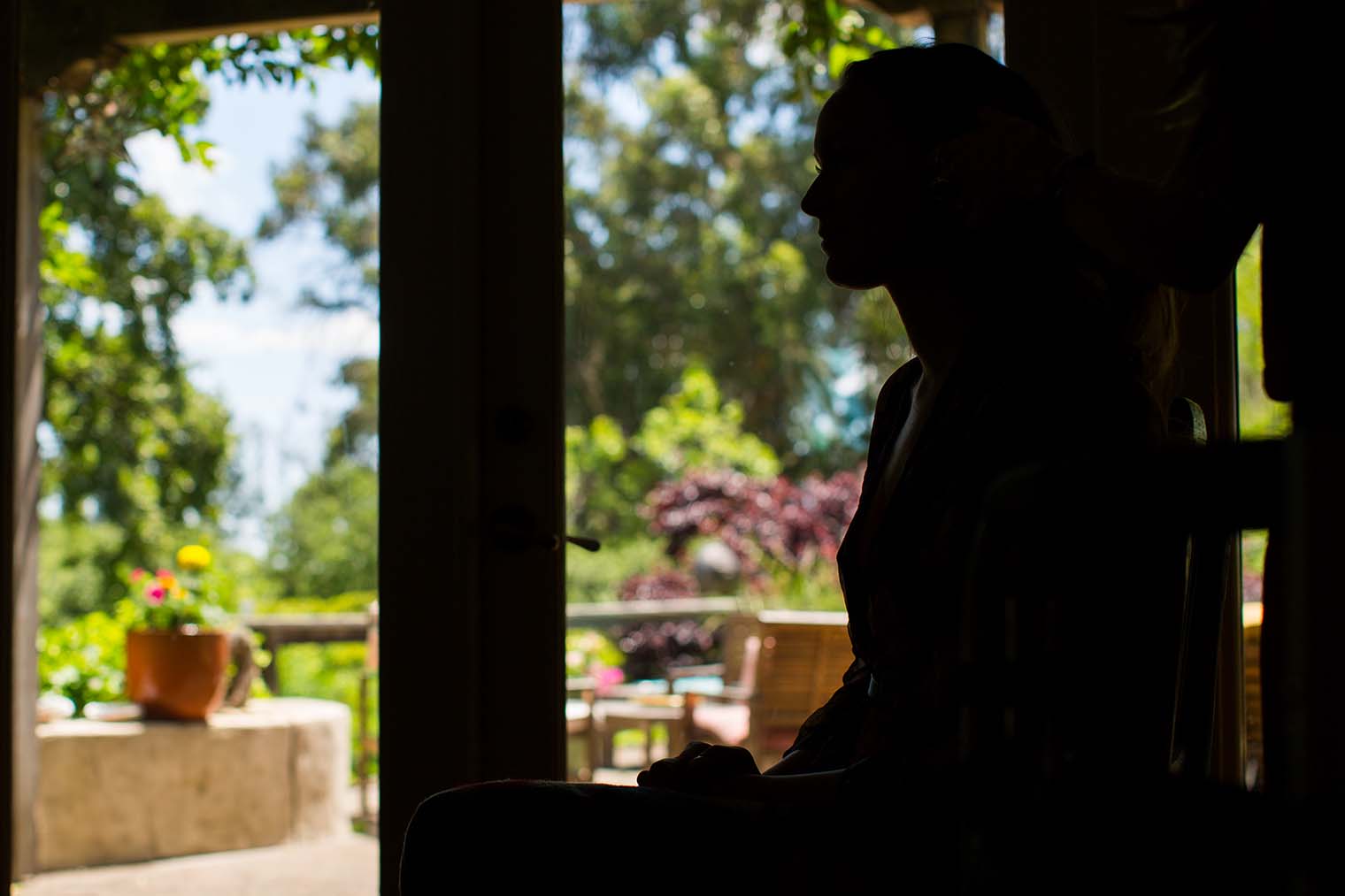 Bride getting ready at Westerbeke Ranch 