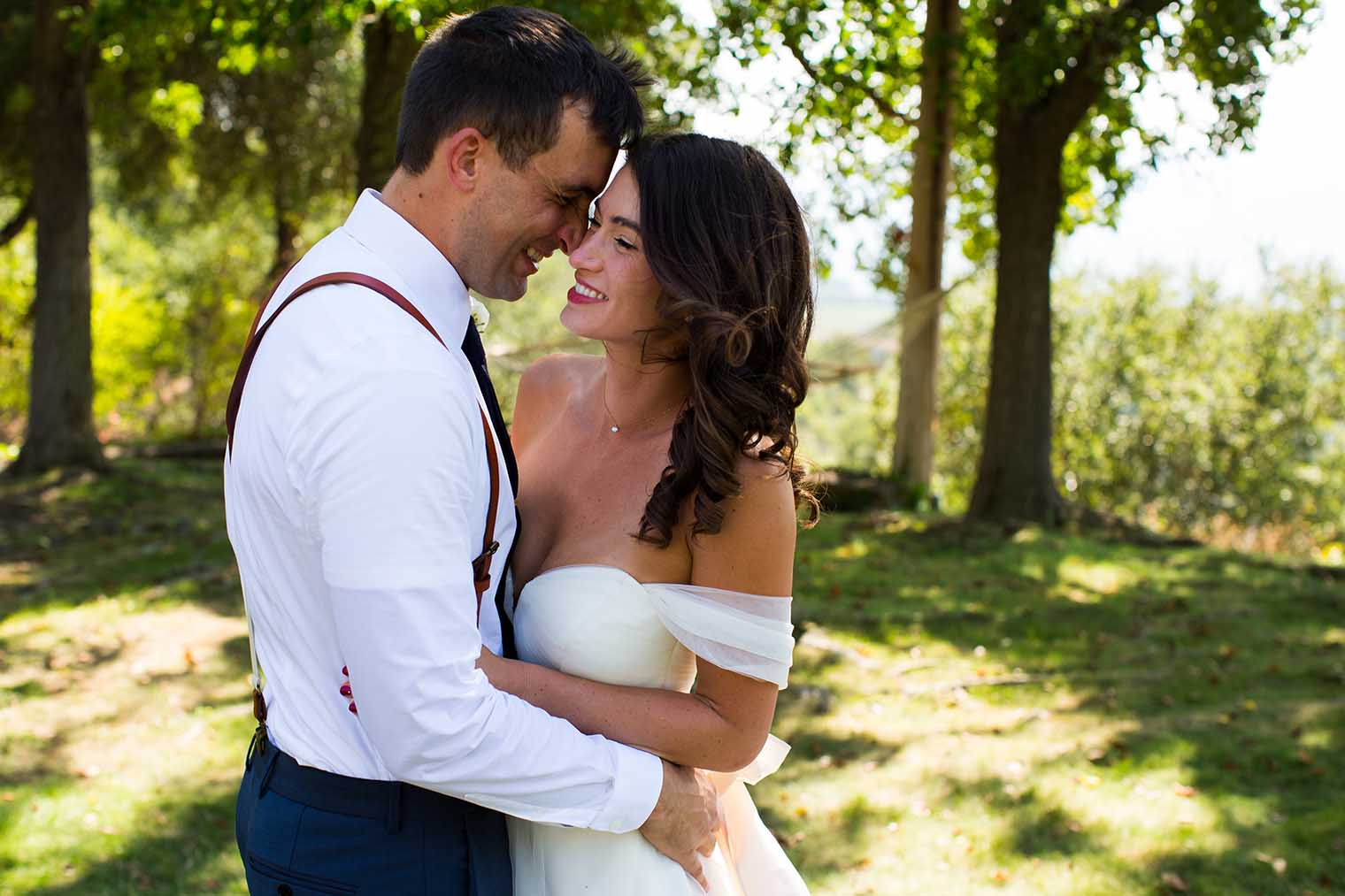 bride and groom in Napa