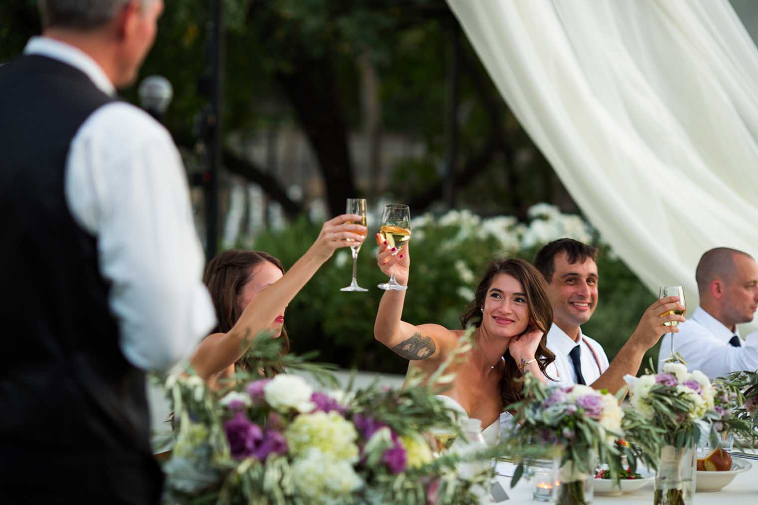 Toasts at Farmstead at Long Meadow Ranch Wedding