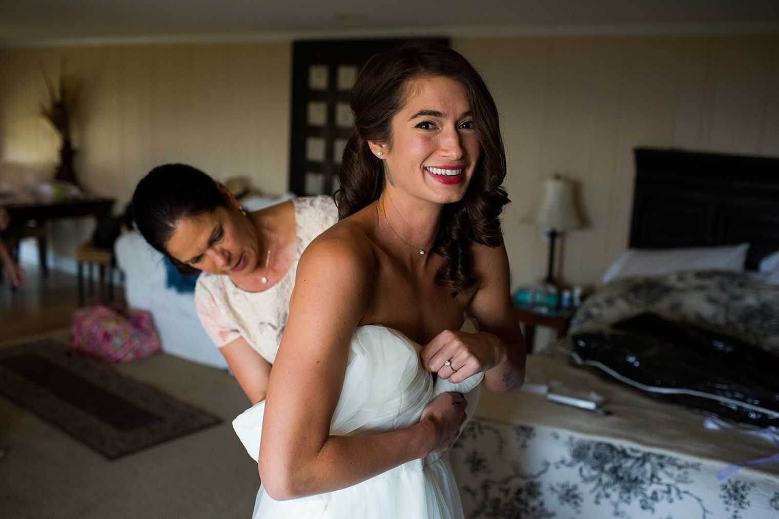 Bride getting ready in Napa Valley
