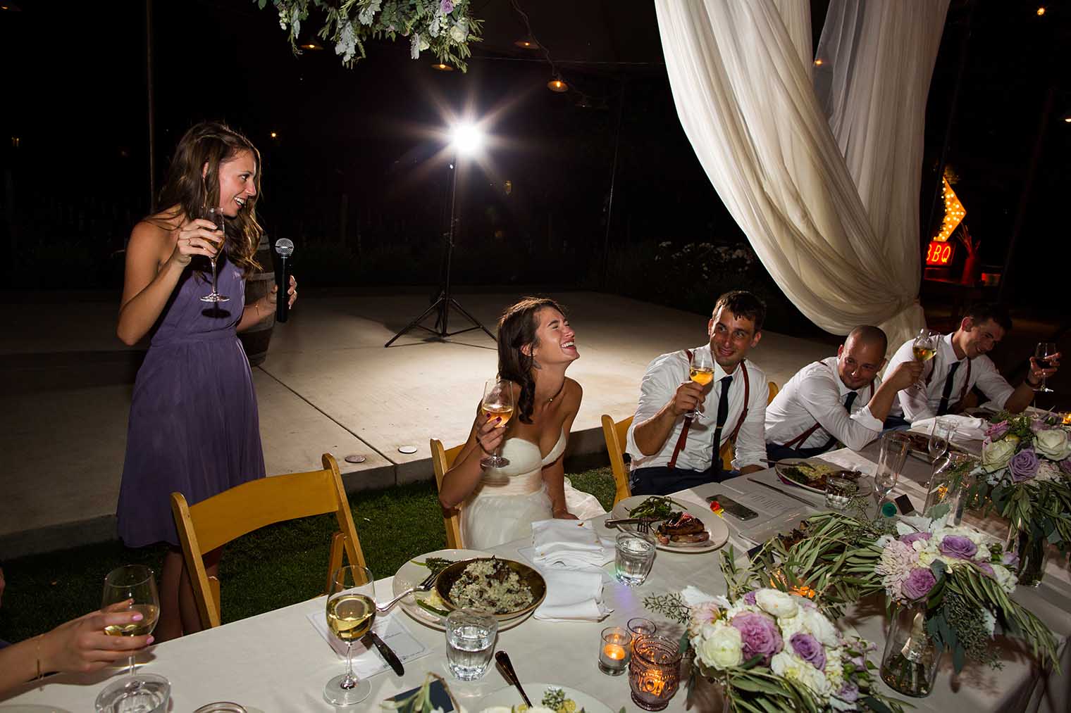 Speeches at Farmstead at Long Meadow Ranch Wedding