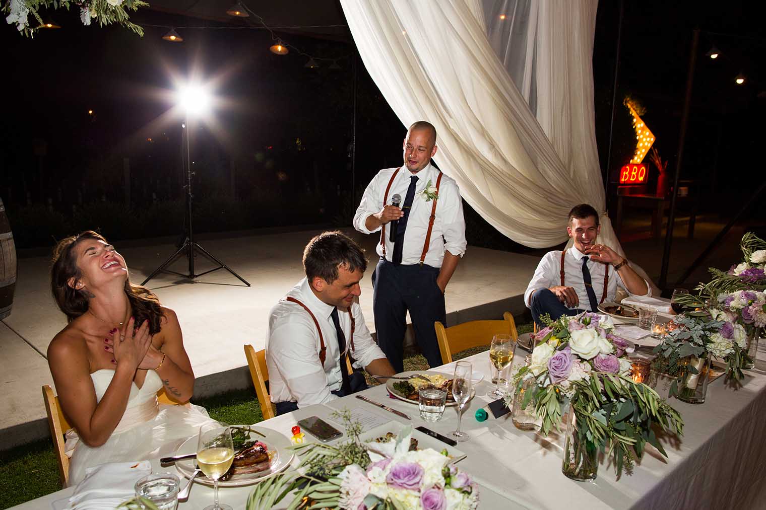 Toasts at Farmstead at Long Meadow Ranch Wedding