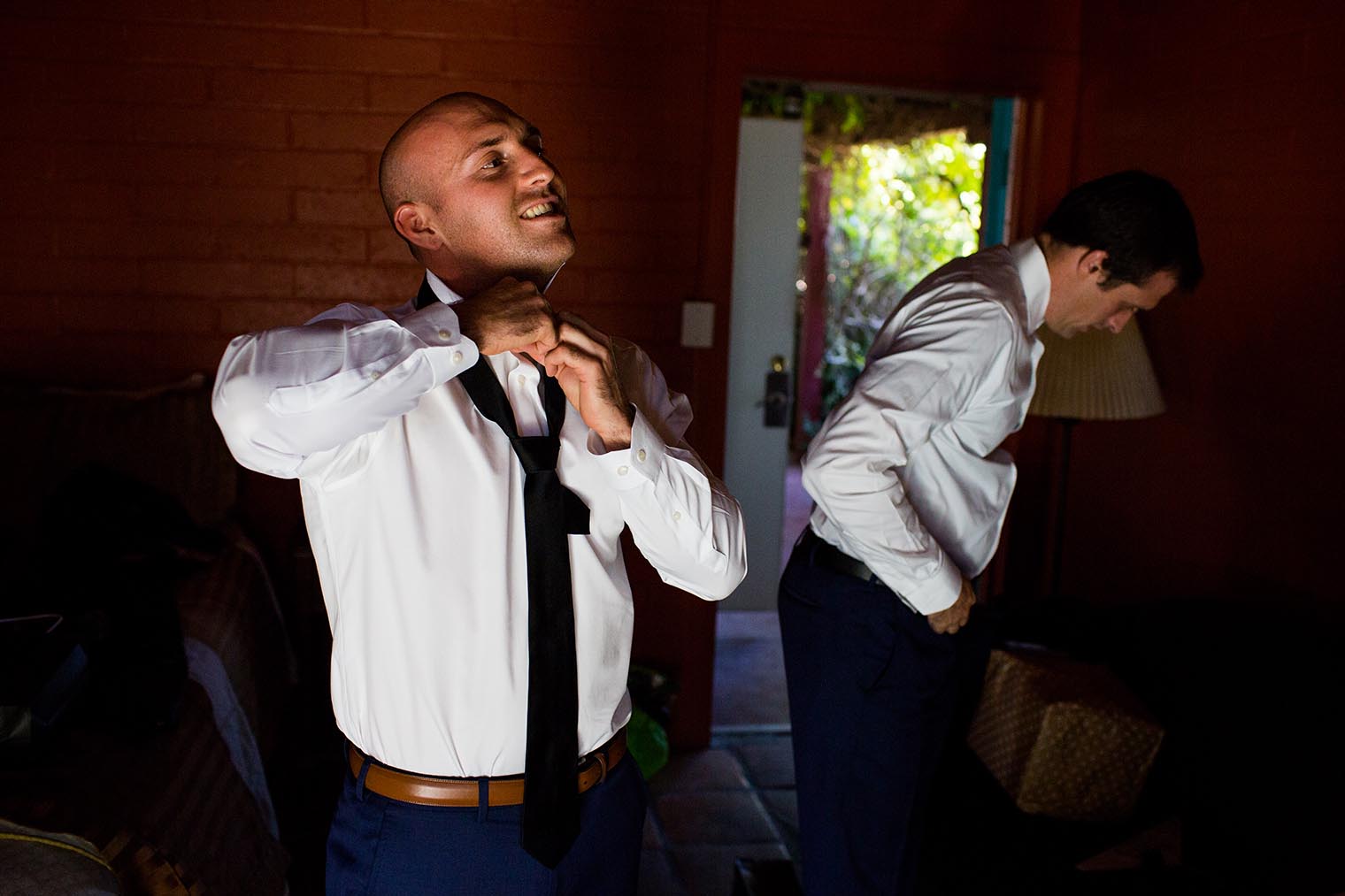 joshua tree inn groom getting ready 