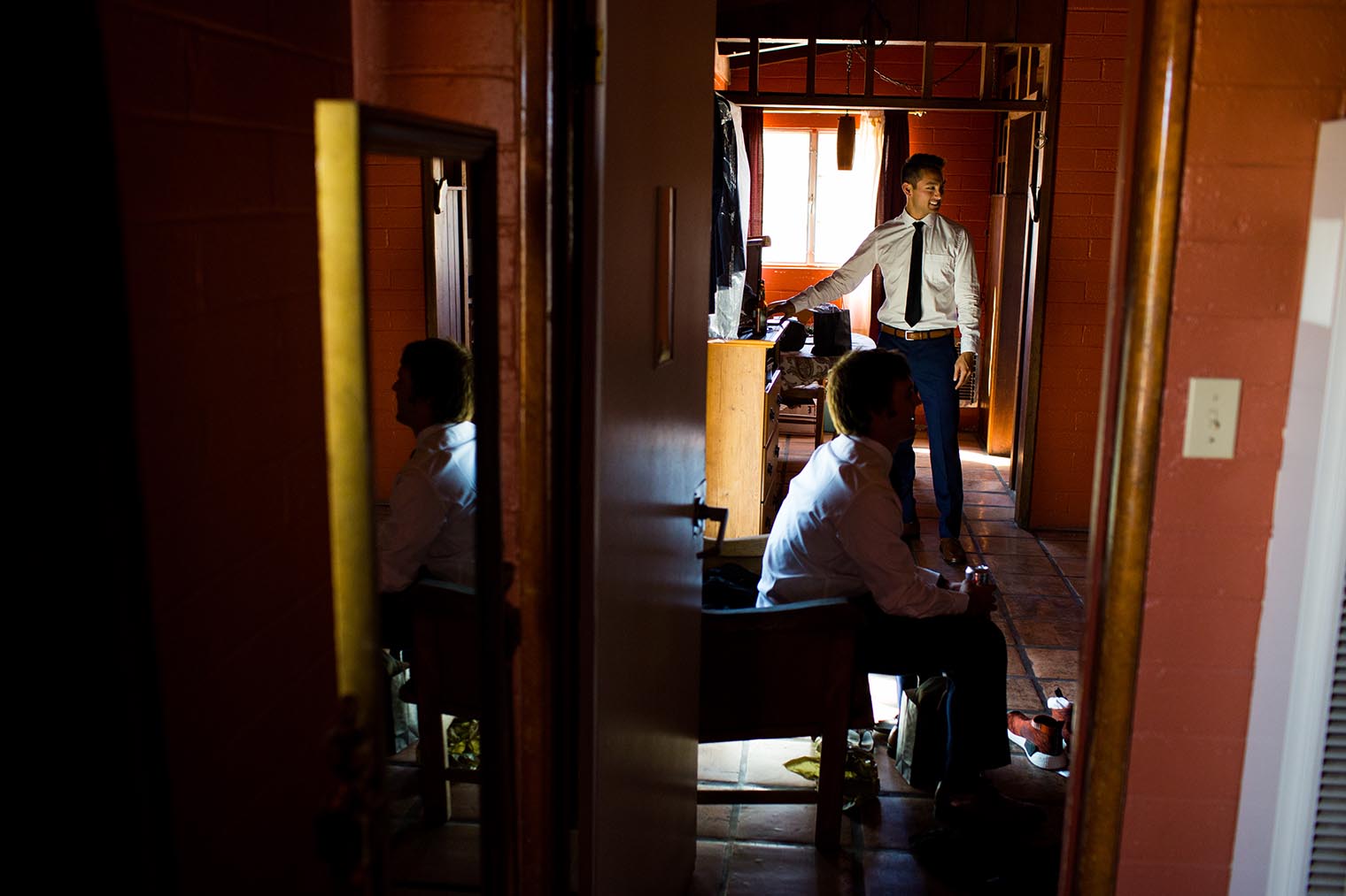 joshua tree inn groom getting ready 