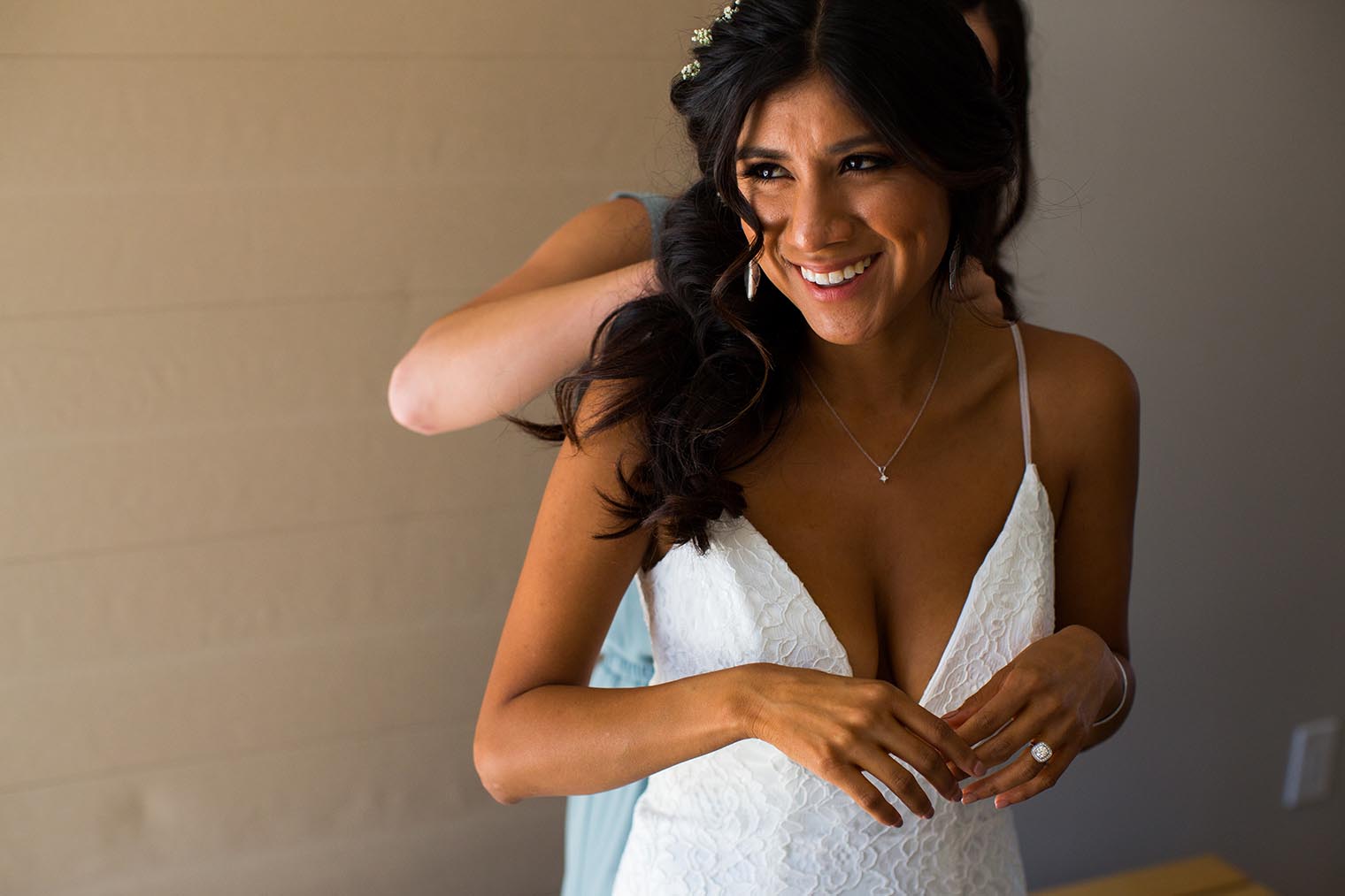 Bride getting ready at Joshua Tree Wedding
