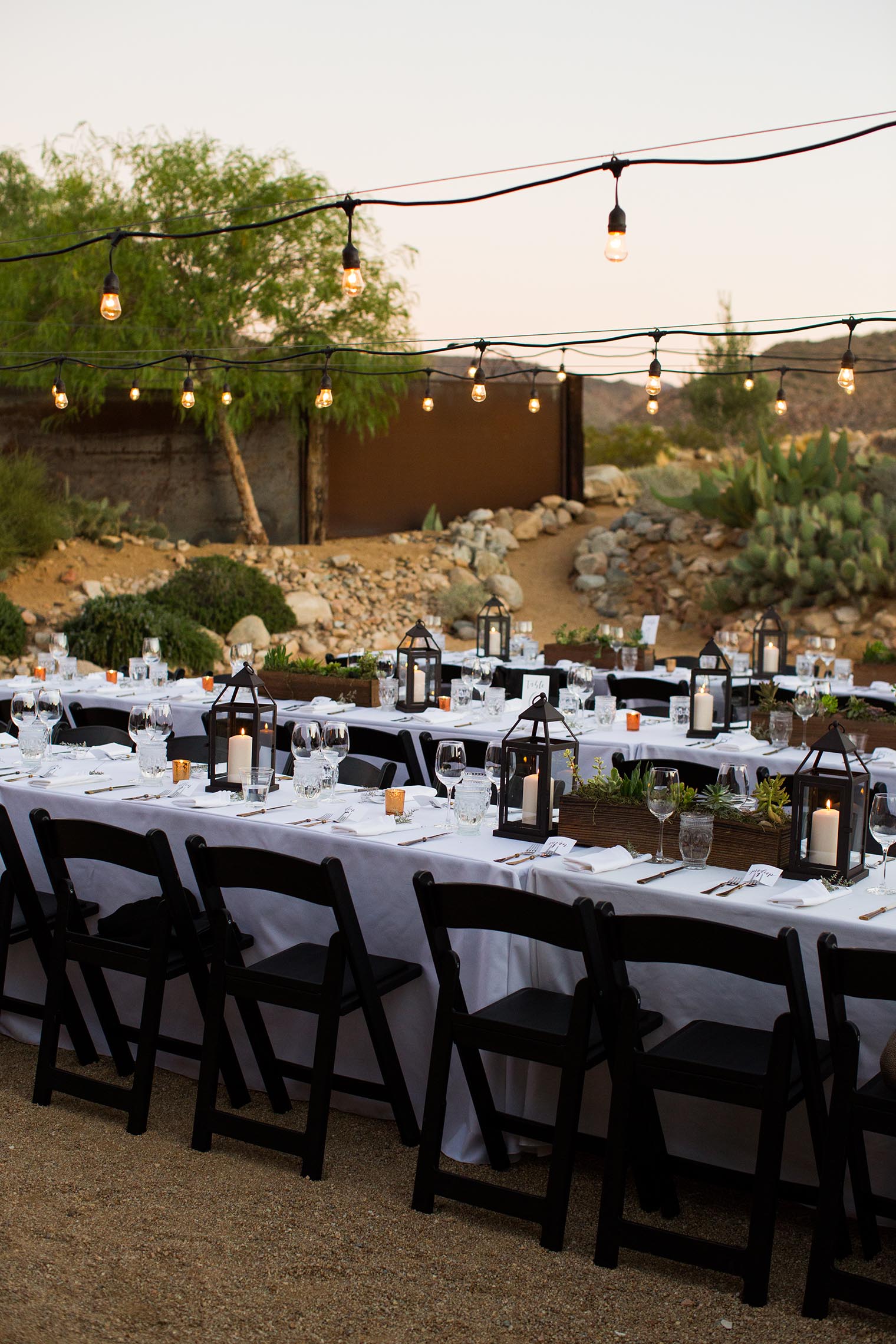 Sacred Sands Joshua Tree Wedding Outdoor Reception Space Details