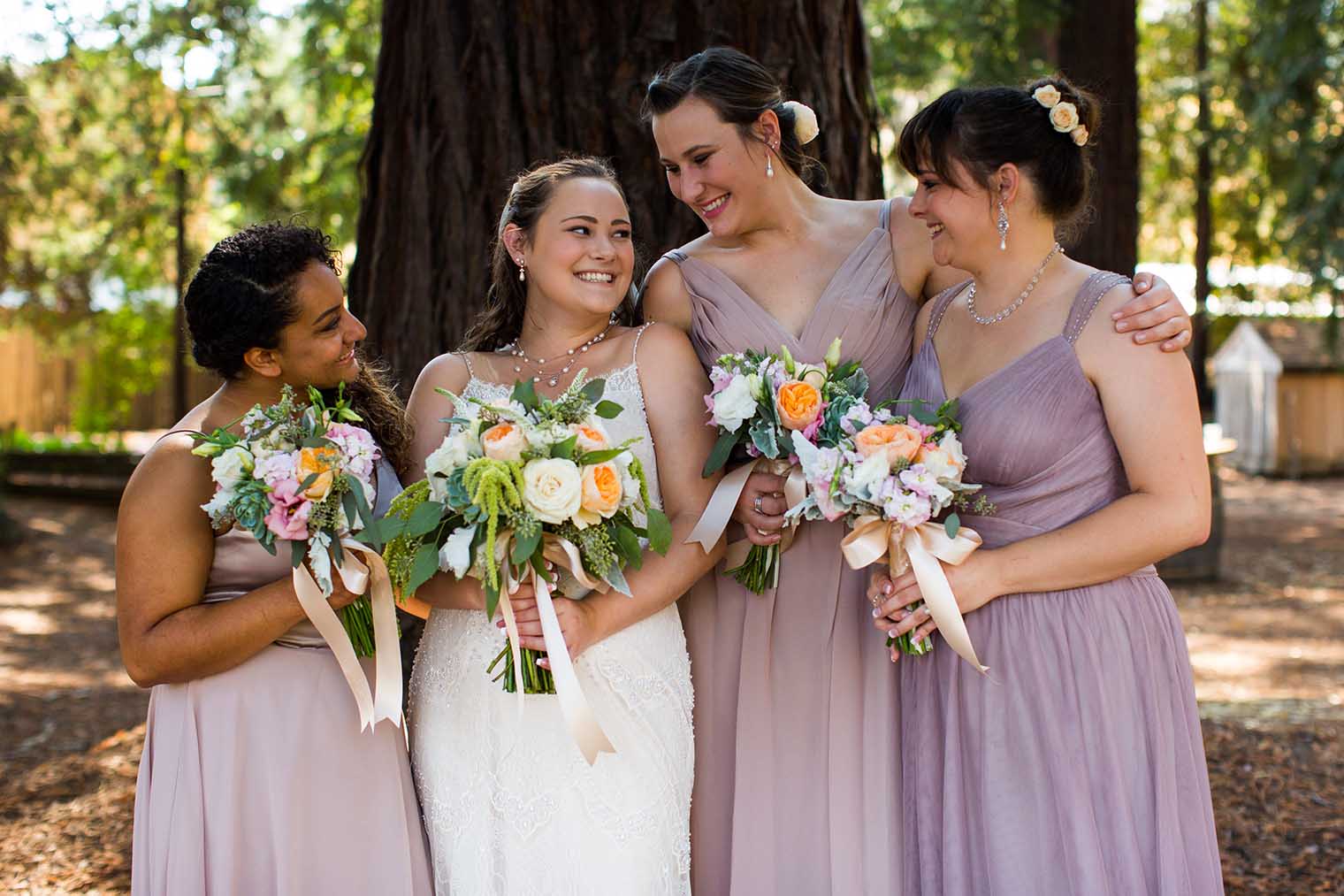 Bride and Bridesmaids at Nelson Family Vineyards