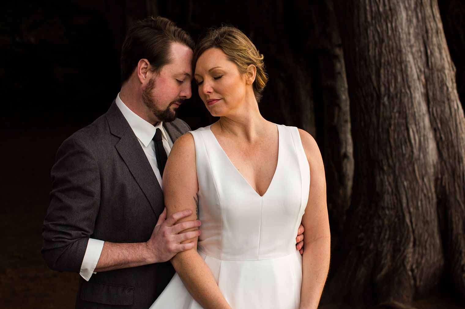 bride and groom at cypress grove