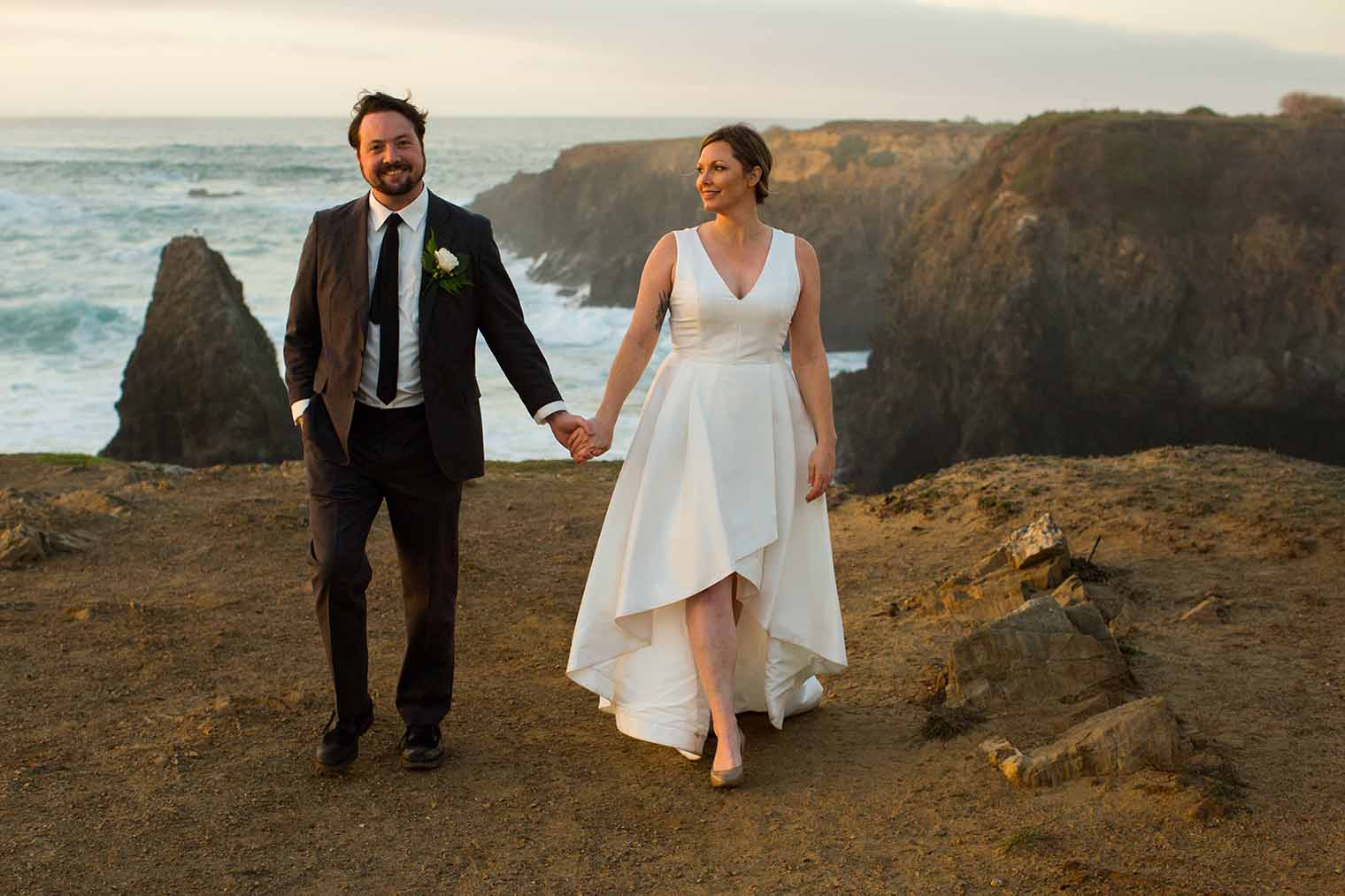 sunset elopement wedding photos
