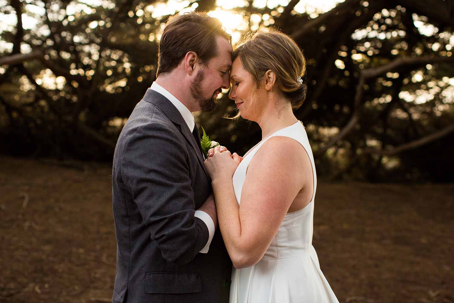 sunset wedding photo at Cypress Grove 