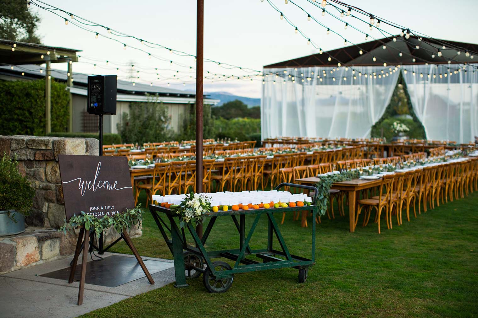 Long Meadow Ranch Wedding reception details 